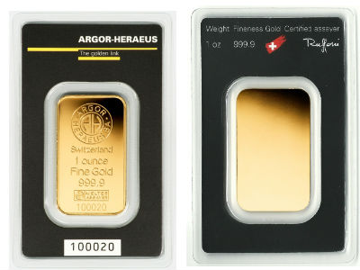 Heraeus 1 gramo lingotes de oro inversión 999.9 oro/AU original amueblado 