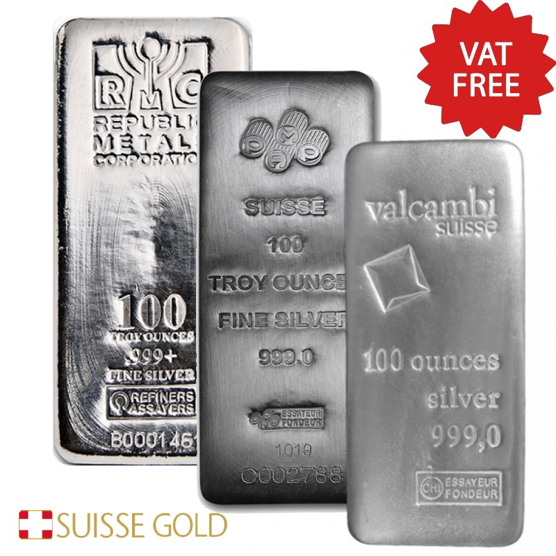 VATFree 100 Ounce Silver Bar
