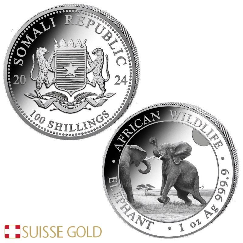 2024 Somalian Elephant 1 Ounce Silver Coin