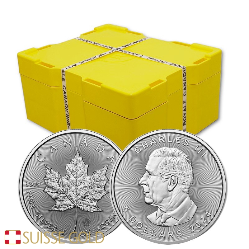 500 x 2024 Kanadischer Maple Leaf 1 Unze Silber