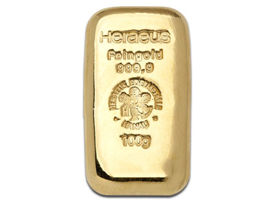سبيكة ذهب مصبوب 100 جرام من هيراوس